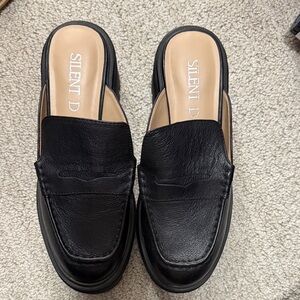 Black Leather Loafer clogs